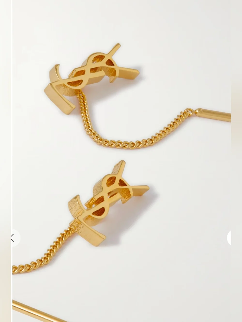 Saint Laurent Gold YSL Logo Drop Earrings - Picture 4 of 8